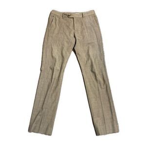 fairlane mens Solid Tan brown wool dress pants Slim 30 X 32